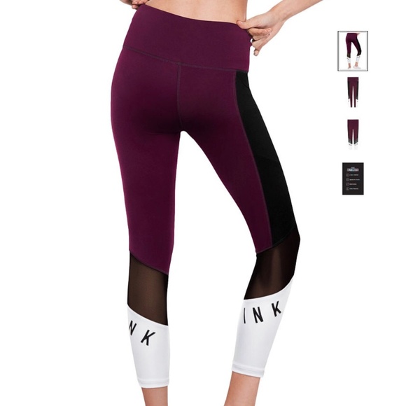 PINK VICTORIA/'S SECRET BLACK ULTIMATE HIGH WAIST SEAMLESS MESH LEGGING YOGA PANT